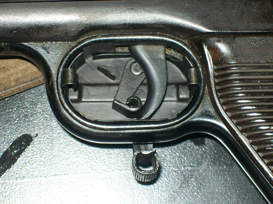 Winter trigger installed on MP40 (left open view)