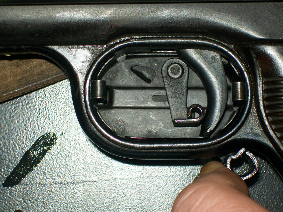 Winter trigger installed on MP40 (left open view) 2