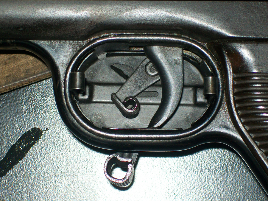 Winter trigger installed on MP40 (left open view) 3