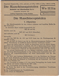 Die Maschinenpistolen Wa 11/11a Waffentafeln – Ludwig Voggenreiter Verlag Potsdam