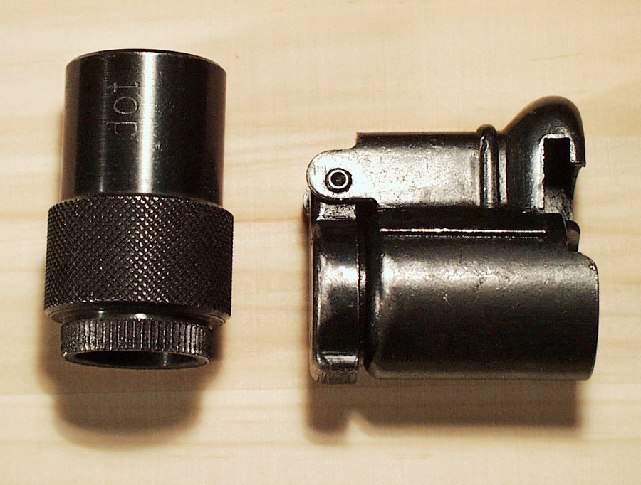 blank firing device and the hinged metal muzzle cap (front)