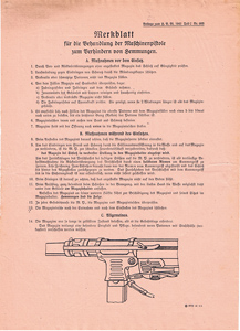 Insert to the Merkblatt für die Ausbildung mit der Maschinenpistole 38 und 40 (M.P. 38 u. 40.) Merkblatt für die behandlung der Machinepistolen zum verhindern von Hemmungen.
