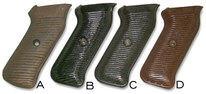 Variations in Colour and material of MP40 hand grips